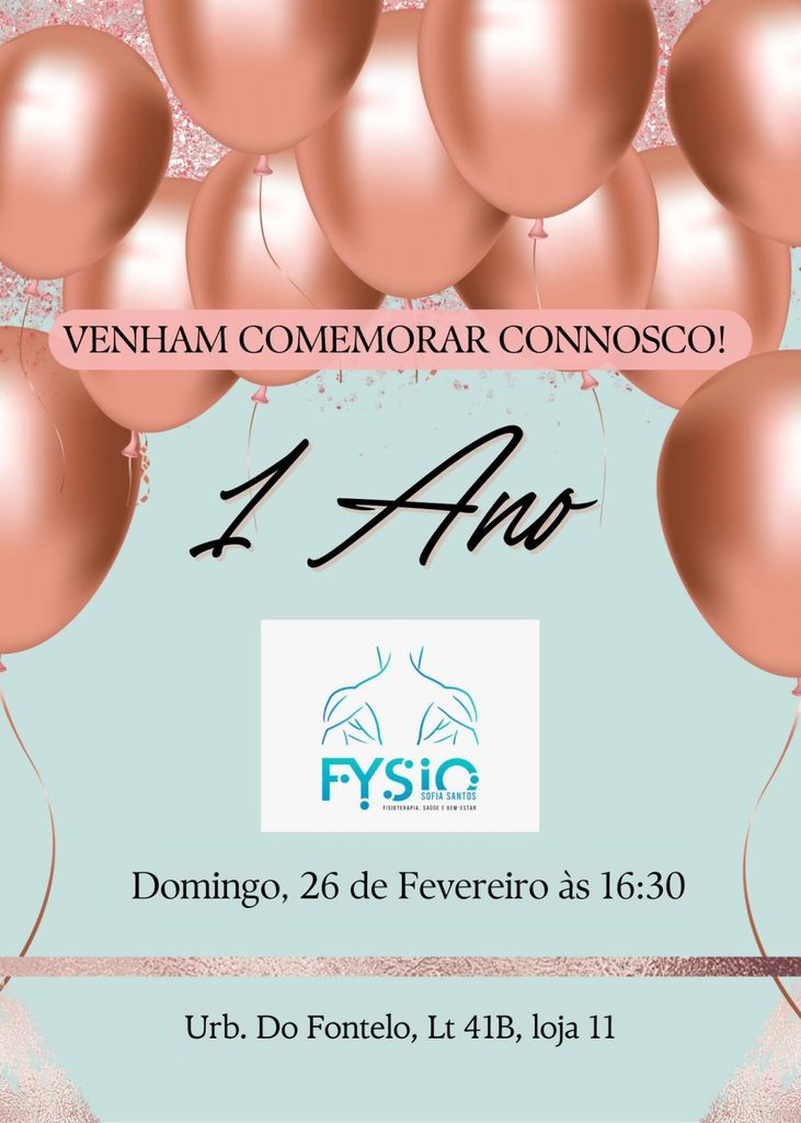 Cartaz do primeiro aniversário da Clínica Fysio